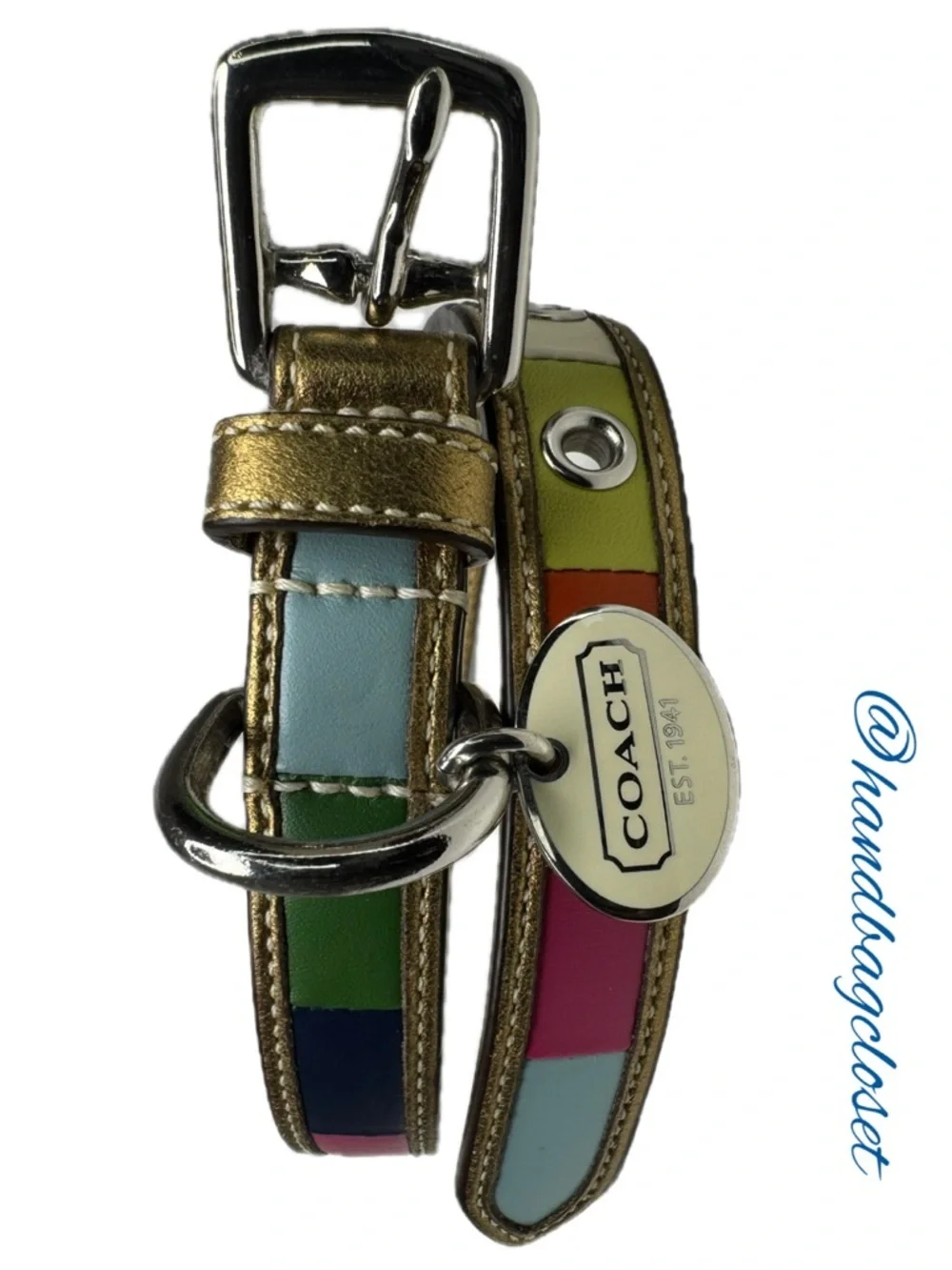 Coach Legacy Color Block Leather Y2K Vintage Rare Size Small Dog Collar